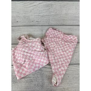 Old Navy Plus Size Pink & White Checkered Matching Bikini Swimsuit Set Size 3X